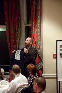 El Presidente Simon tries to flog more of the Oread T-shirts - complete with original crossword which gave the club it's name El Presidente Simon tries to flog more of the Oread T-shirts - complete with original crossword which gave the club it's name
