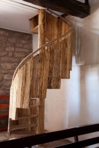 Cactus wood staircase inside Toconao chuch, Atacama Desert, Chile Cactus wood staircase inside Toconao chuch, Atacama Desert, Chile